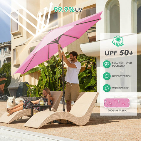 JEAREY parasol iluminado en terraza ideal para cenas nocturnas