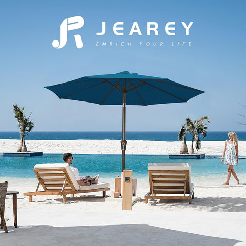 JEAREY sombrilla junto a mesa para comparar tamaño y sombra