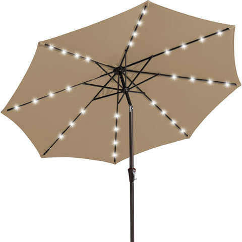 JEAREY vista frontal de la sombrilla beige mostrando sombra amplia