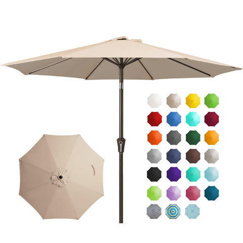JEAREY vista frontal del parasol mostrando diseño y color beige