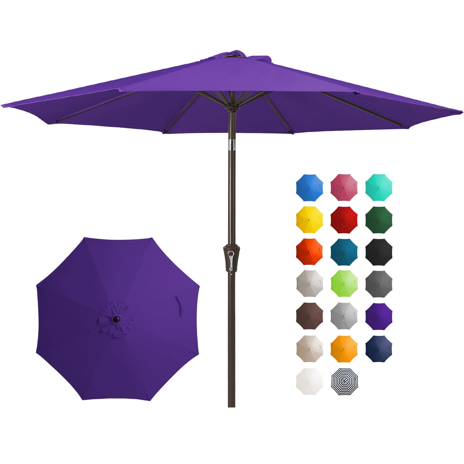 JEAREY vista frontal de la sombrilla morado oscuro con amplia sombra