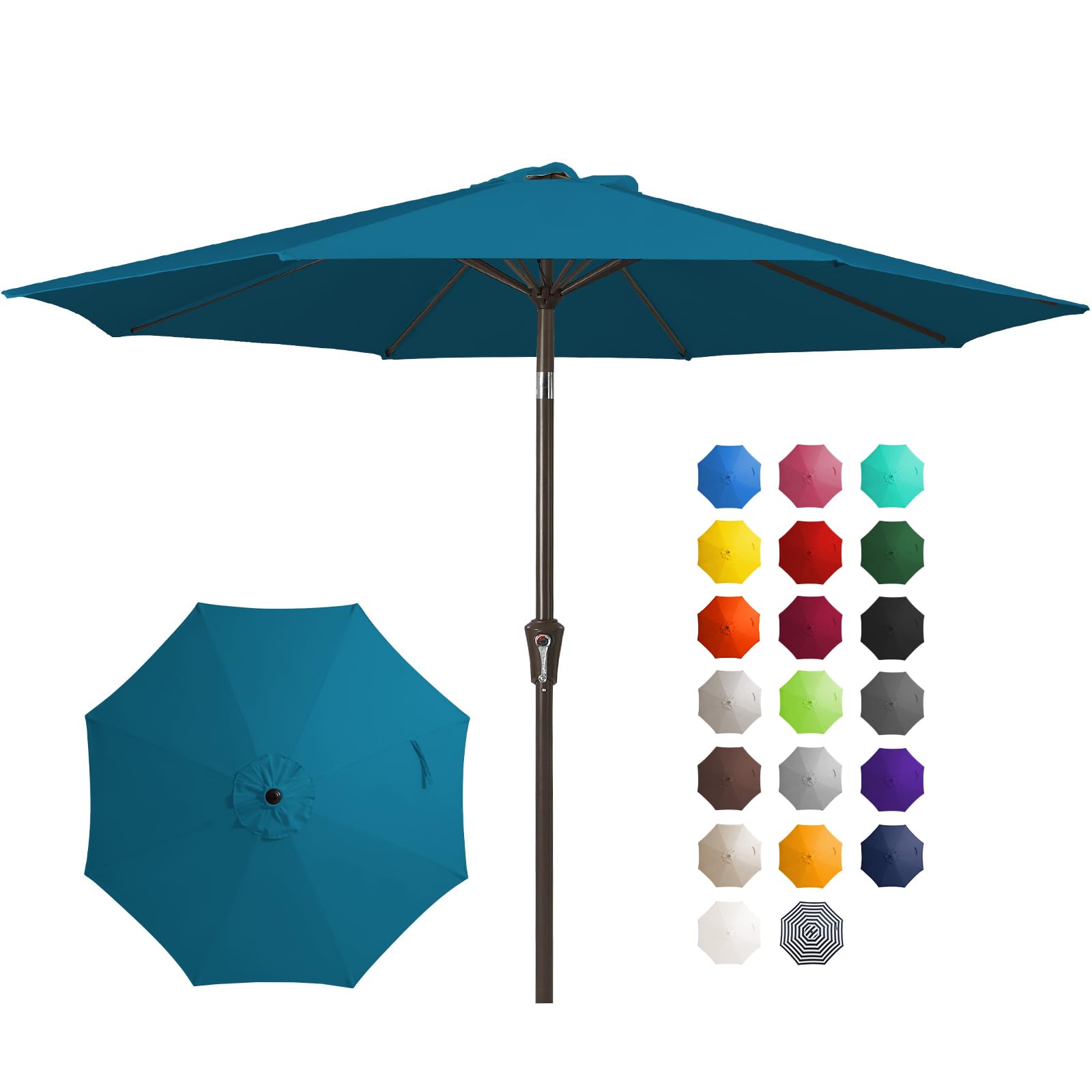 JEAREY sombrilla frontal mostrando cobertura amplia y color Lake Blue