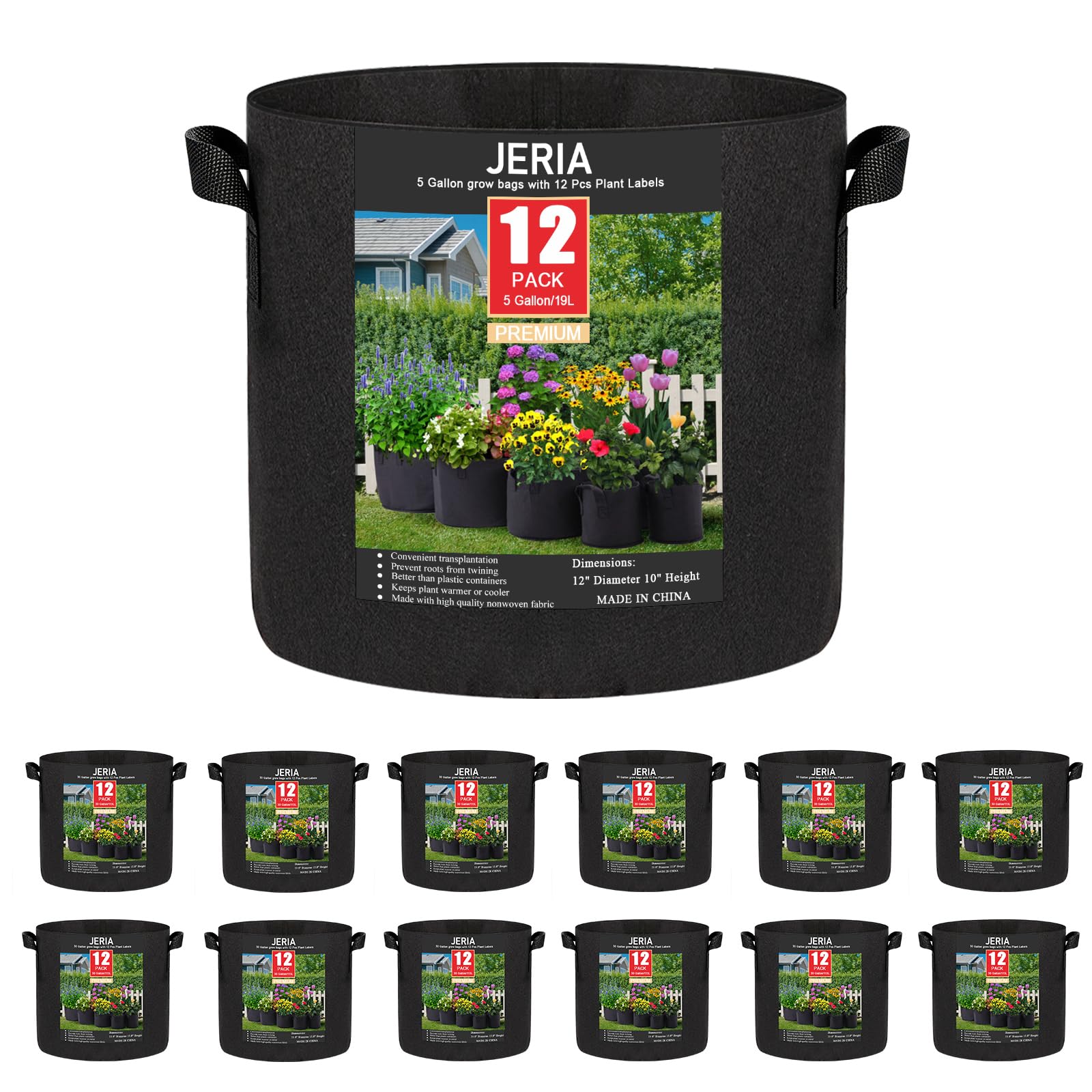 JERIA paquete frontal 12 bolsas muestra cantidad y diseño práctico