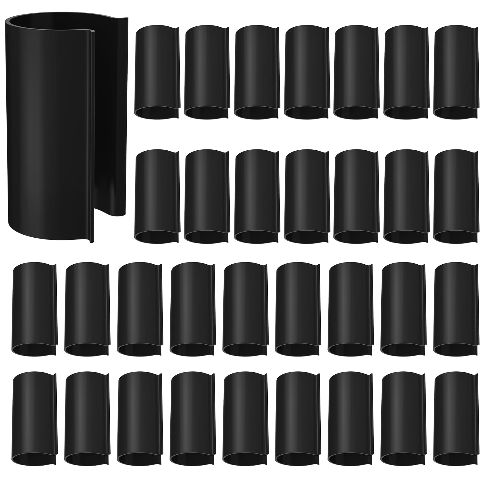 Jetec paquete frontal con 32 clips negros mostrando cantidad y acabado resistente