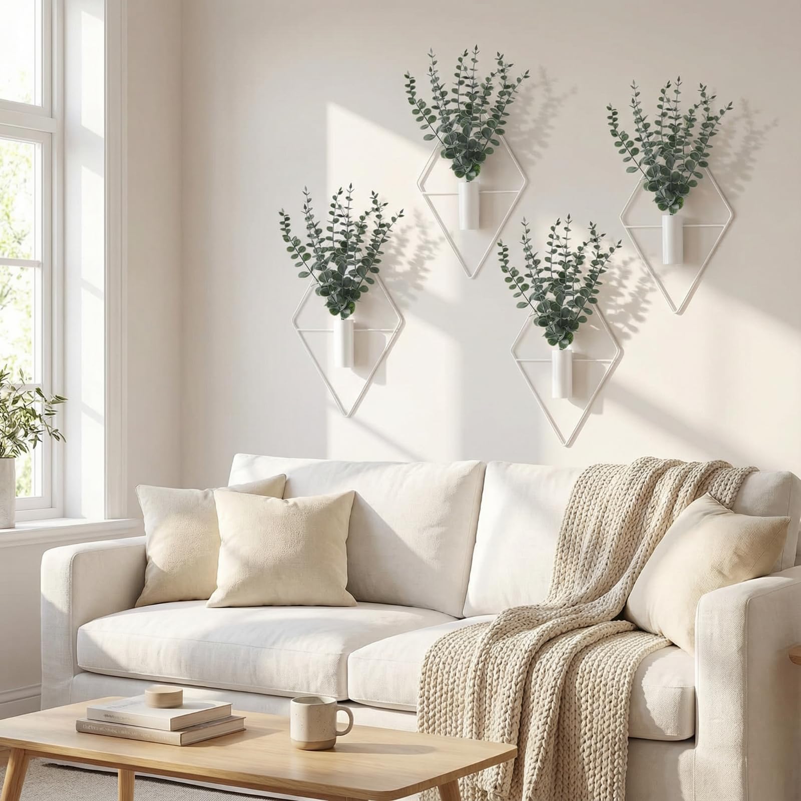 Jexine planta de eucalipto artificial mostrando textura realista y bajo mantenimiento