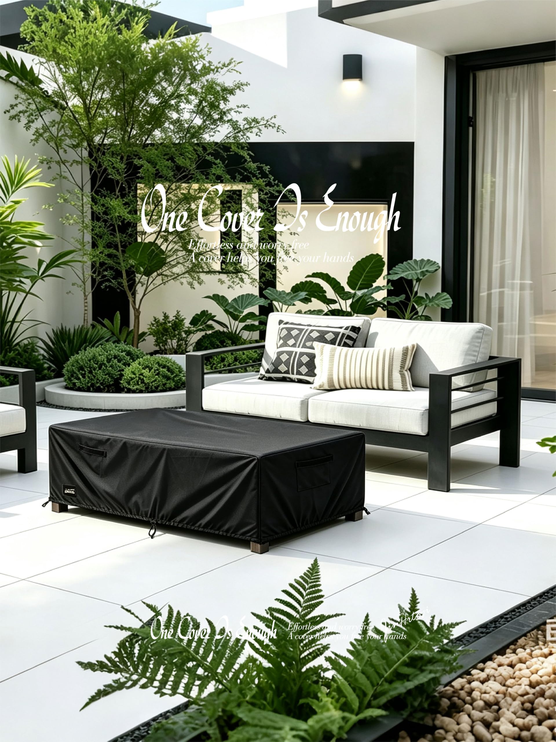 JinHrtoyi funda en entorno de jardín integrándose con decoración