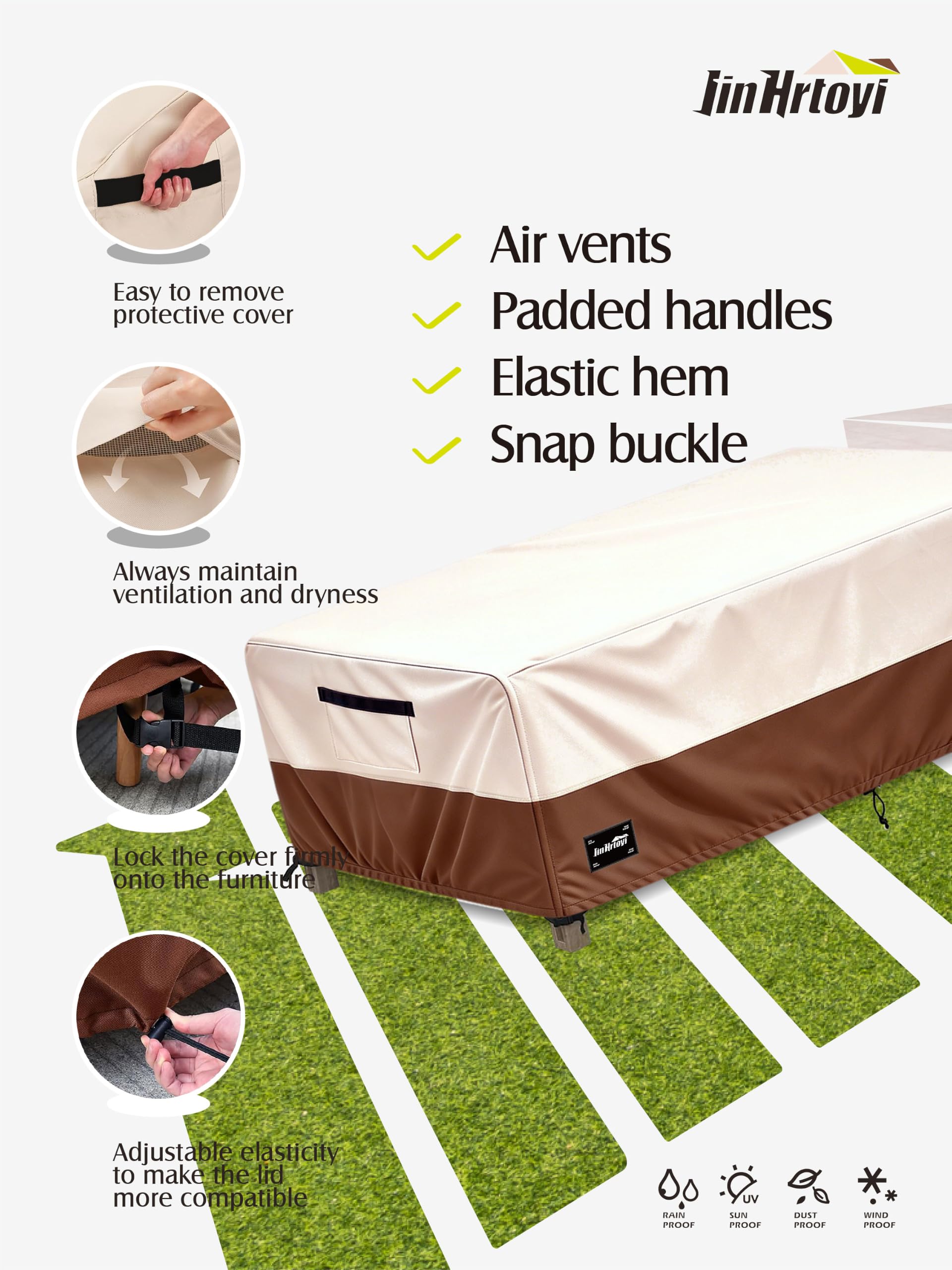 JinHrtoyi funda instalada sobre mesa en patio, protege del clima