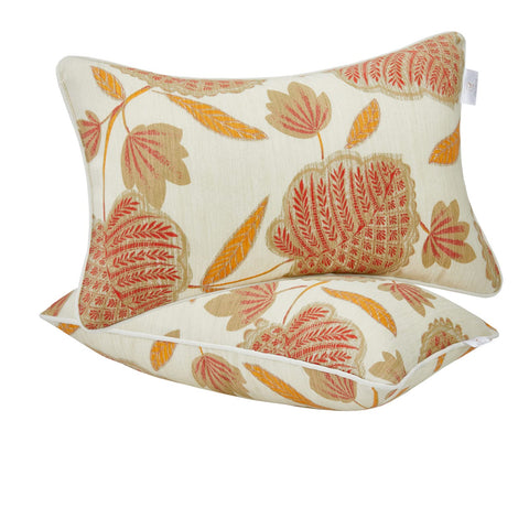 JMGBird cojín frontal beige con hojas naranja, aporta estilo otoñal y resistencia