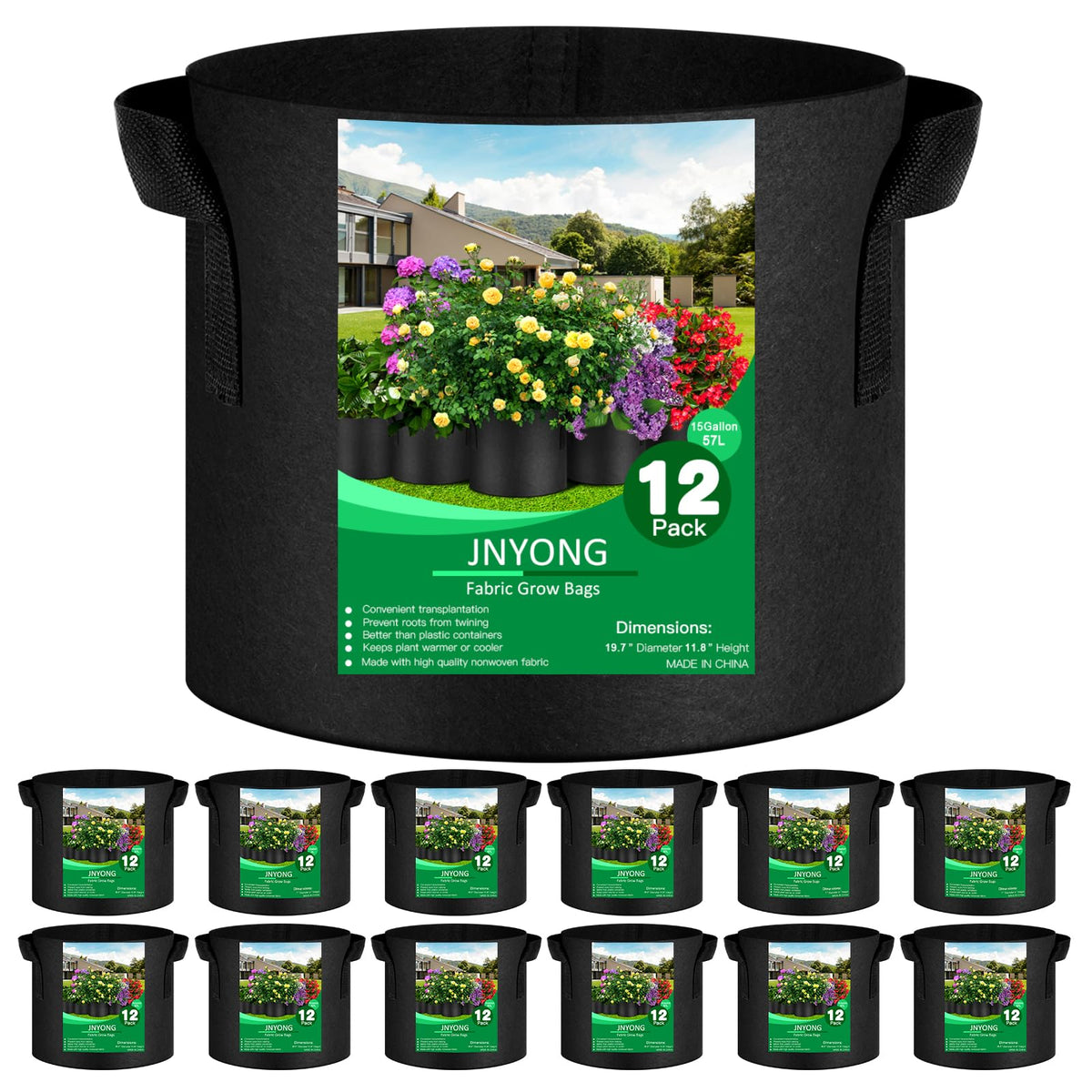 JNYONG paquete frontal de 12 bolsas, solución práctica para macetas