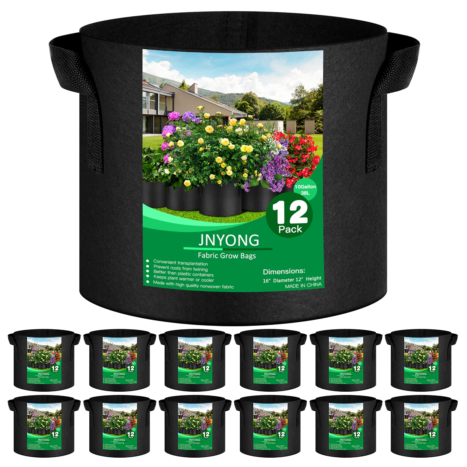 JNYONG pack frontal de 12 bolsas mostrando capacidad y organización