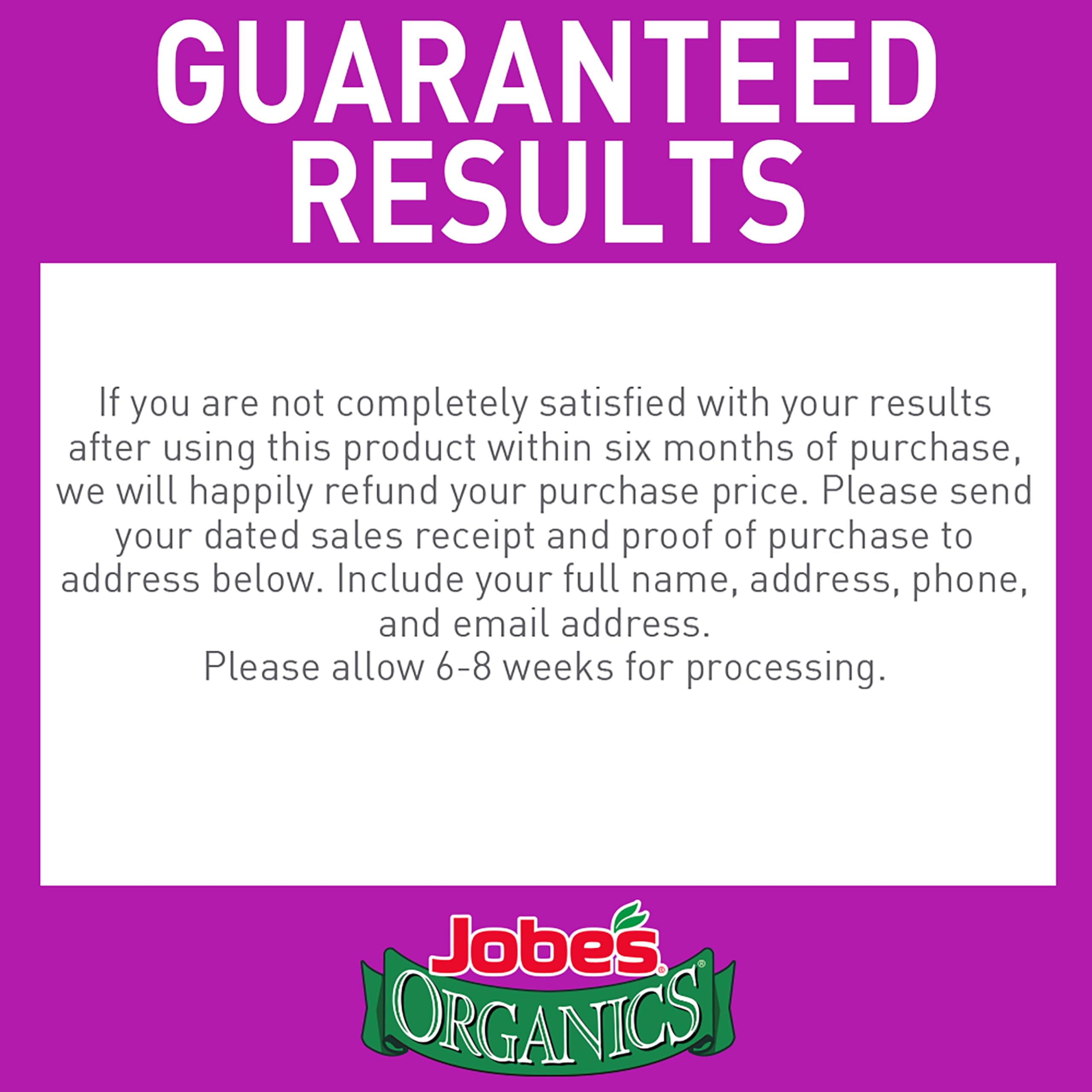 Jobe's Organics bolsa de 6 libras junto a herramientas para comparar tamaño