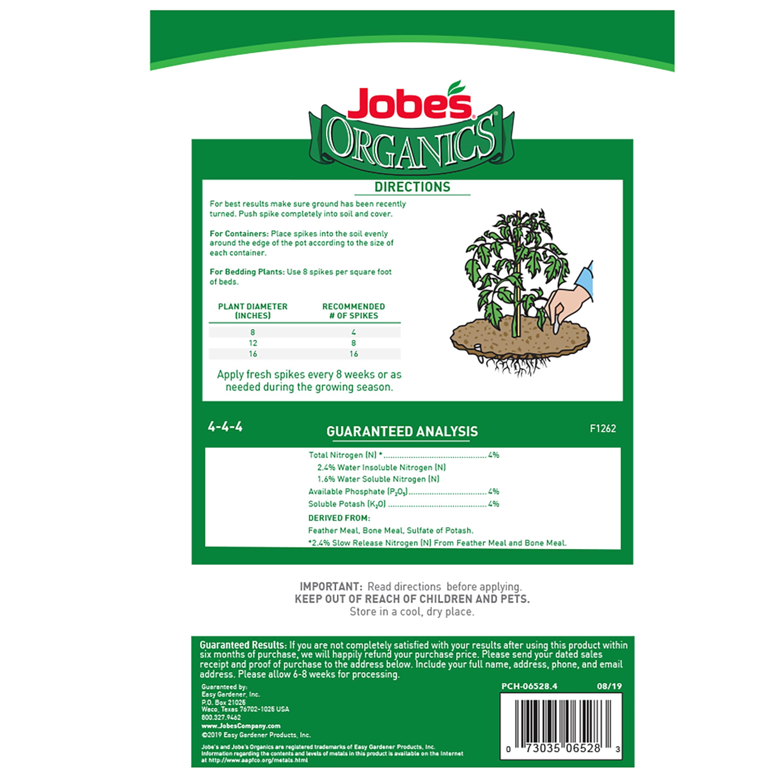 Jobe's Organics detalle de espiga y textura, liberación lenta de nutrientes