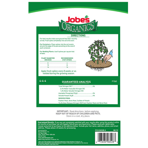 Jobe's Organics detalle de espiga y textura, liberación lenta de nutrientes
