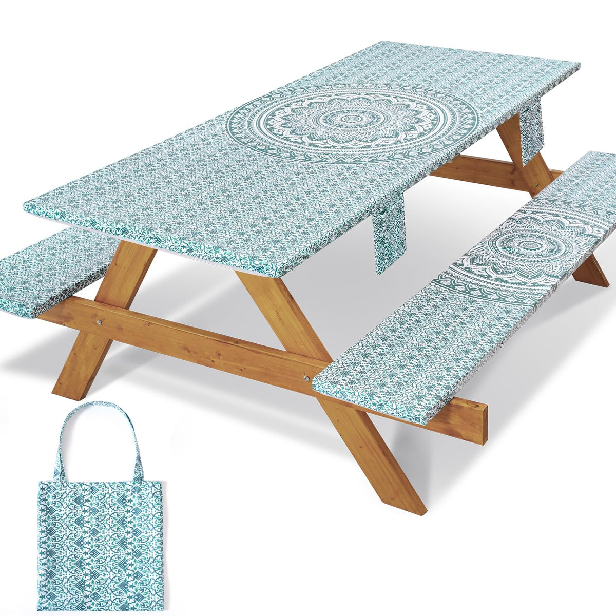 Jobunai vista frontal de la funda de mesa mostrando ajuste y protección