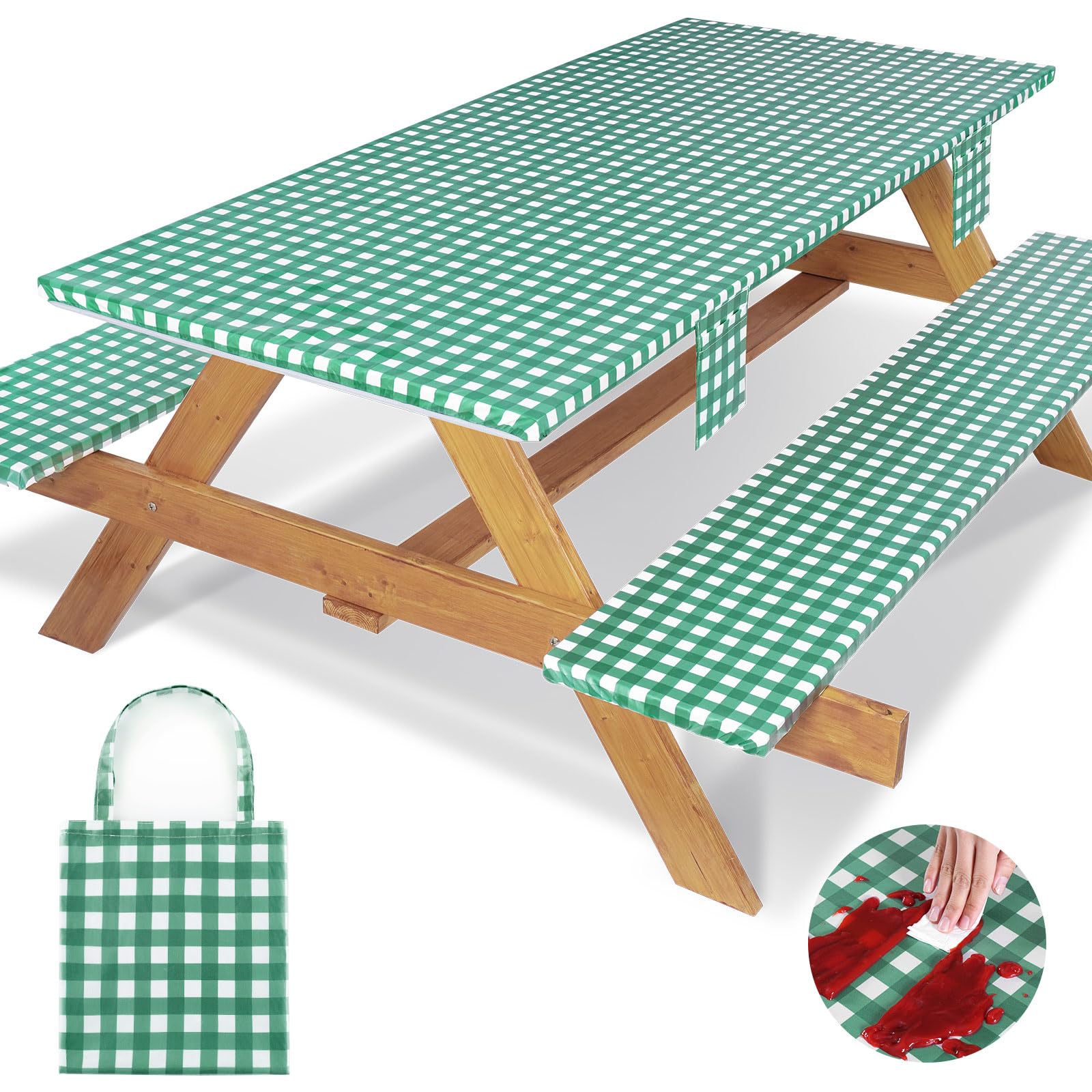 Jobunai vista frontal de la funda de mesa mostrando protección contra manchas