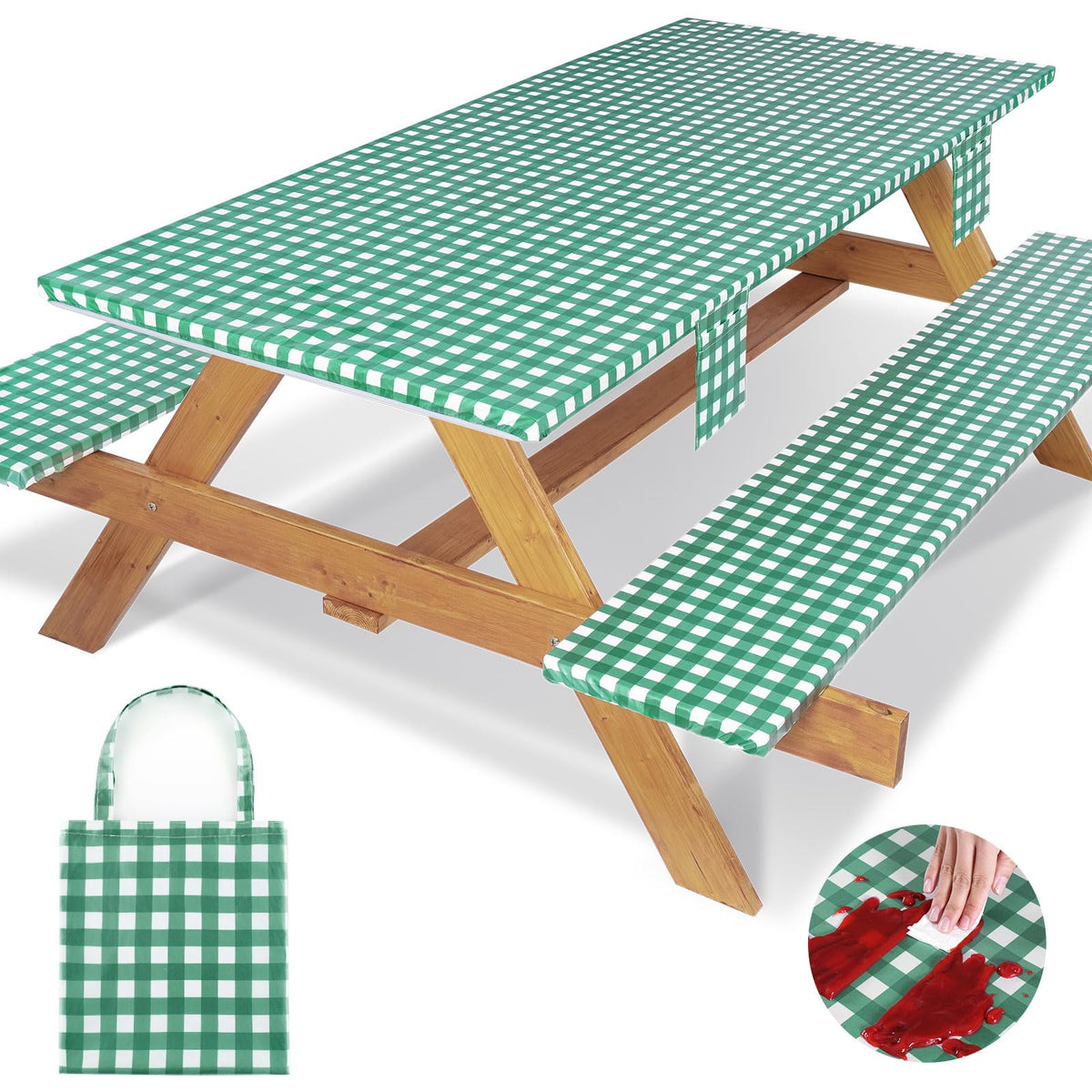 Jobunai vista frontal de la funda de mesa mostrando protección contra manchas