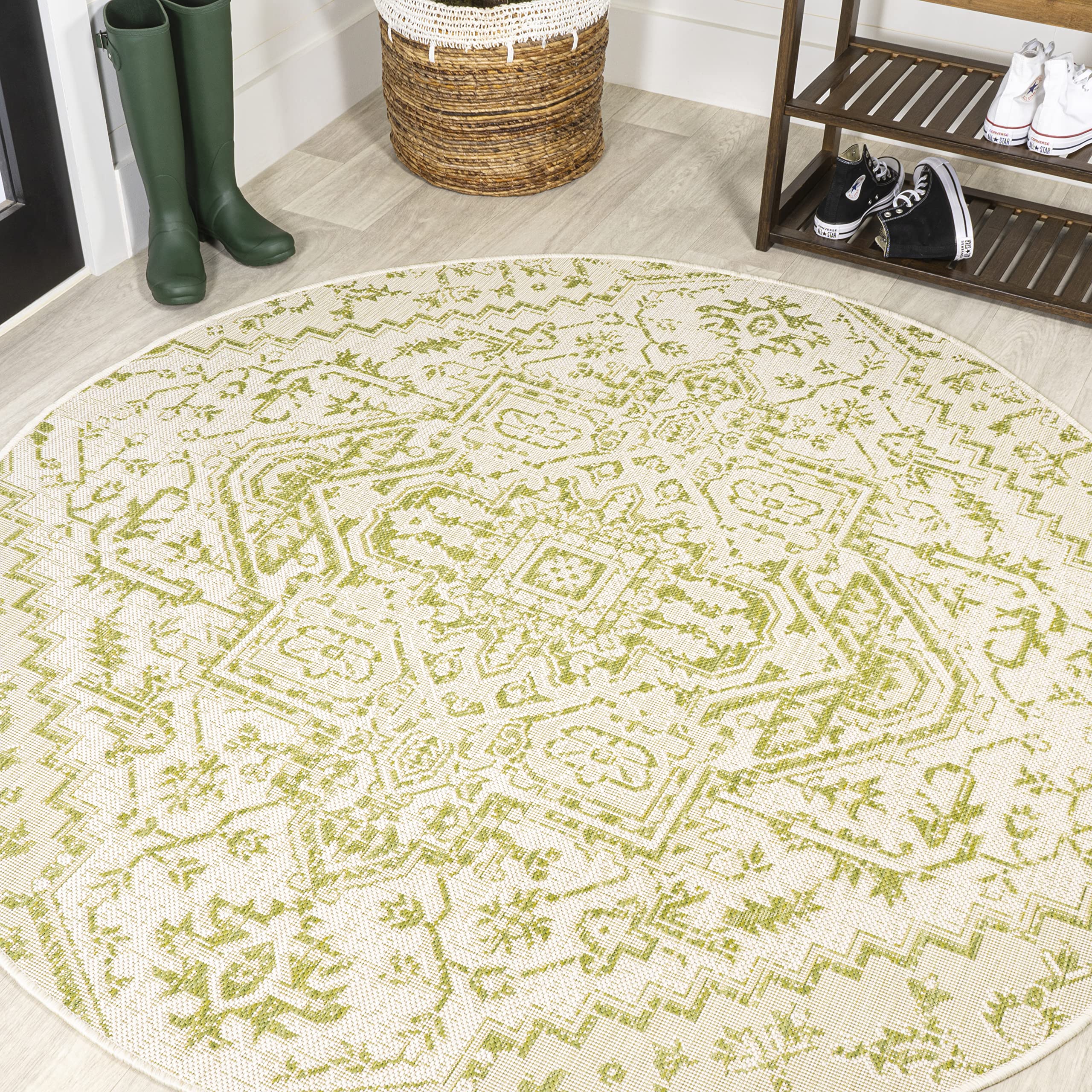 JONATHAN Y alfombra frontal cream/green que aporta estilo boho