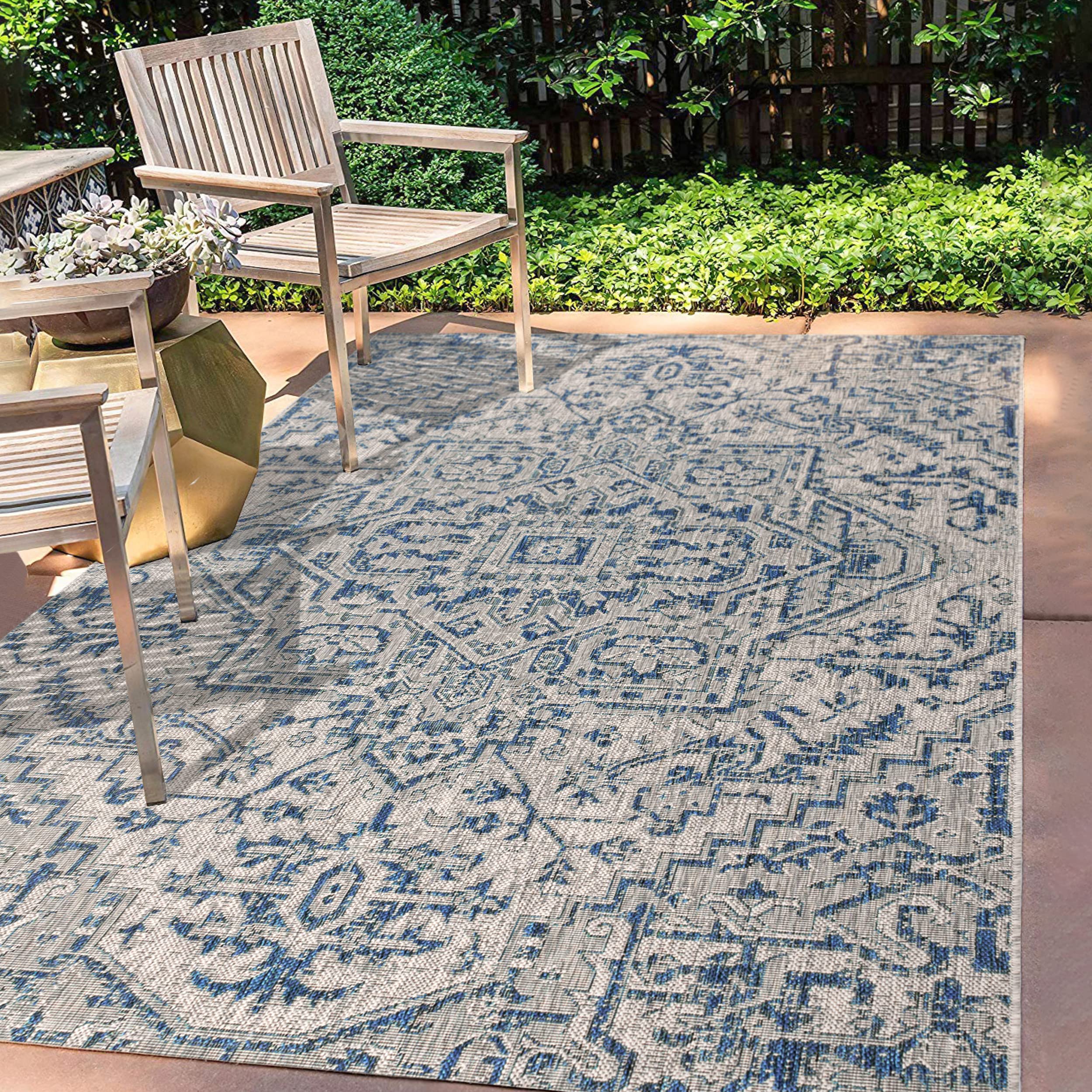 JONATHAN Y alfombra en patio con muebles, mejora el exterior y aguanta tránsito