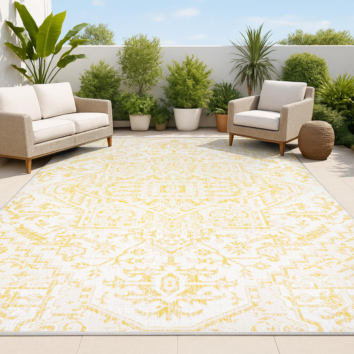 JONATHAN Y alfombra vista frontal aporta estilo boho y durabilidad