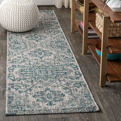 JONATHAN Y runner frontal en teal y gris, aporta estilo boho duradero