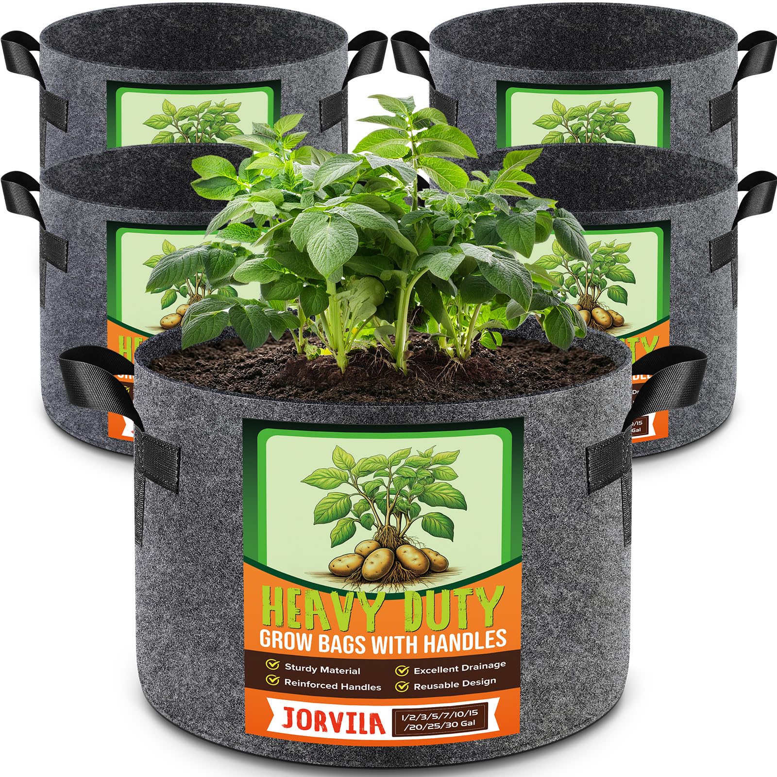 Jorvila frontal del paquete mostrando cinco bolsas, ideal para huertos urbanos