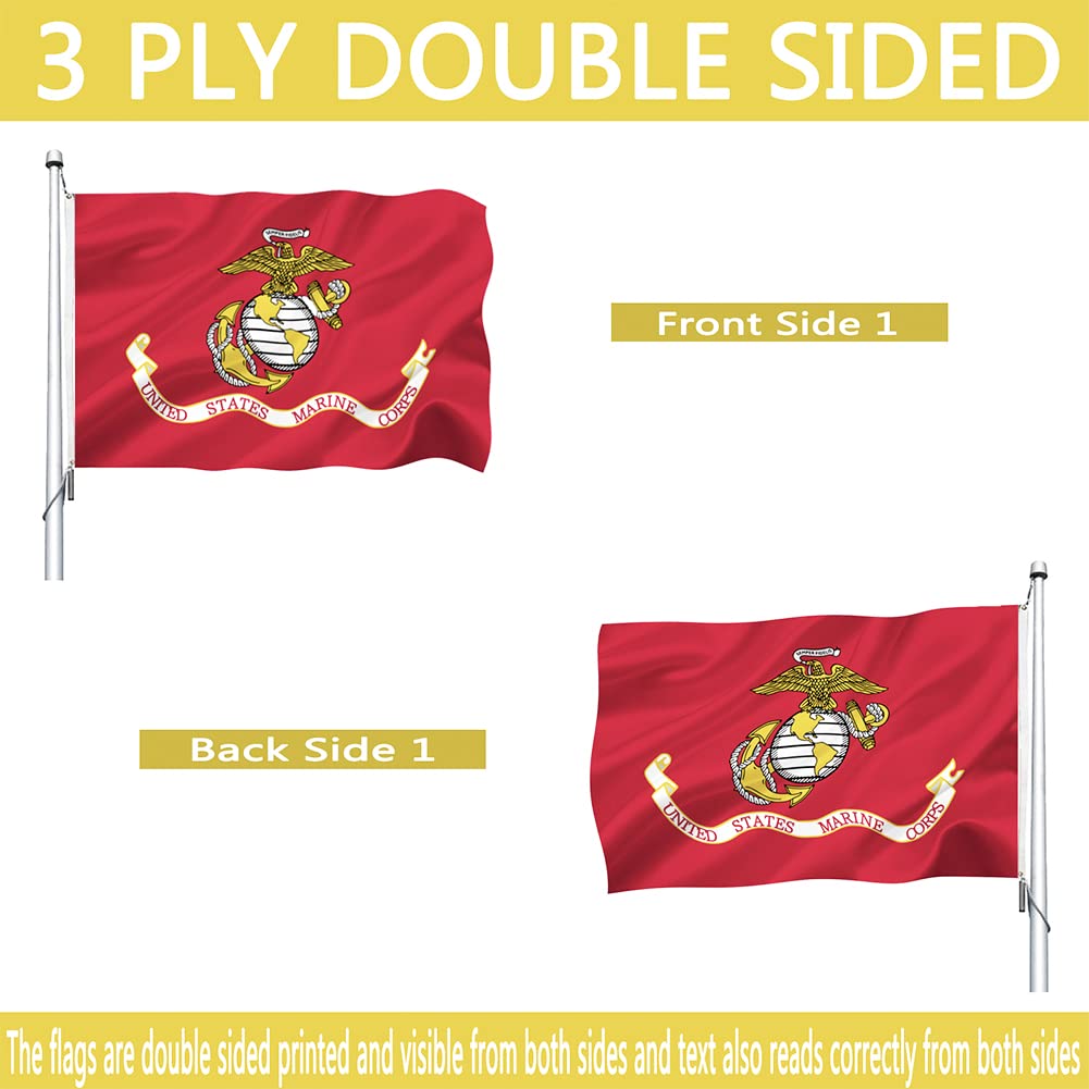 Joven bandera USMC primer plano de ojales de bronce para fijación segura