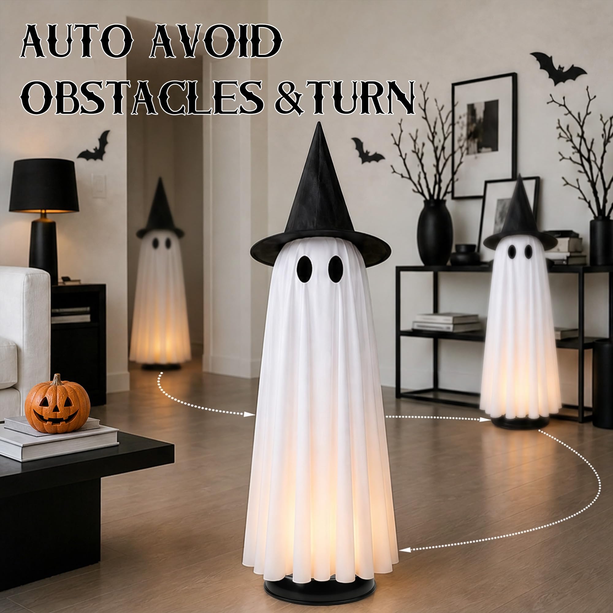 Joyehome fantasma animado moviéndose por pasillo creando ambiente