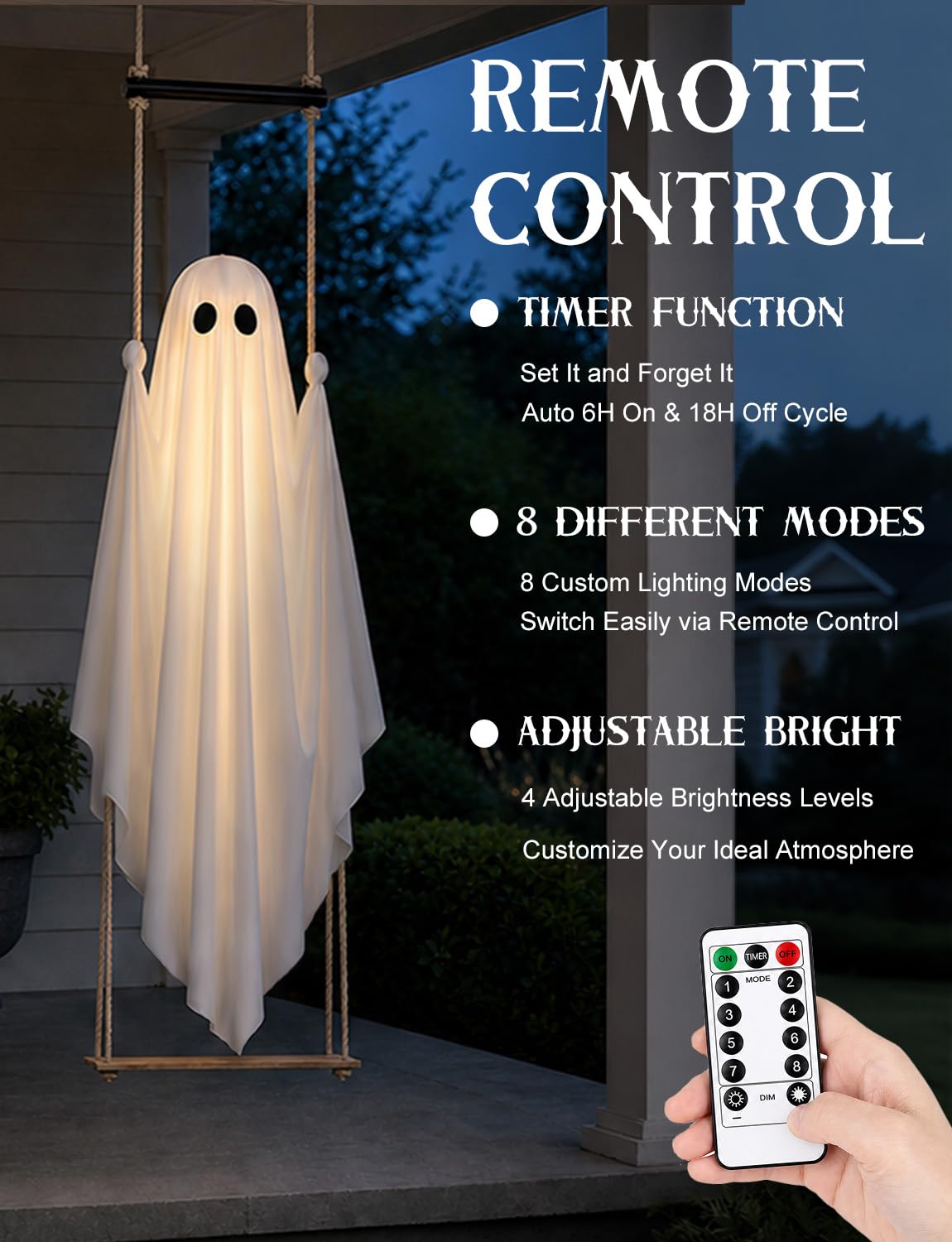 Joyehome fantasma colgando en porche para ambiente festivo nocturno