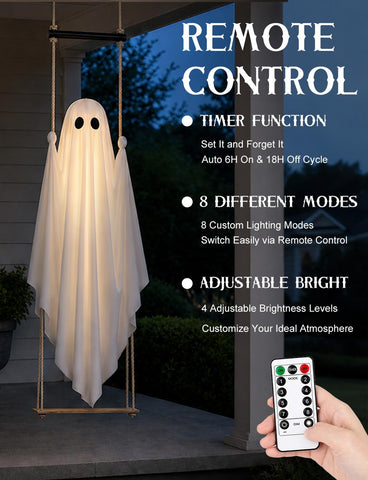 Joyehome fantasma colgando en porche para ambiente festivo nocturno