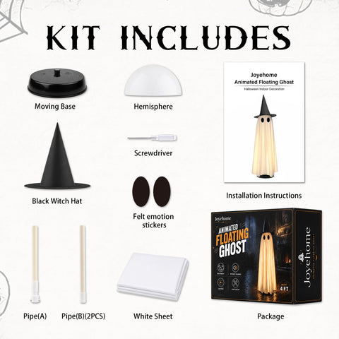 Joyehome fantasma comparado con silla para referencia de tamaño