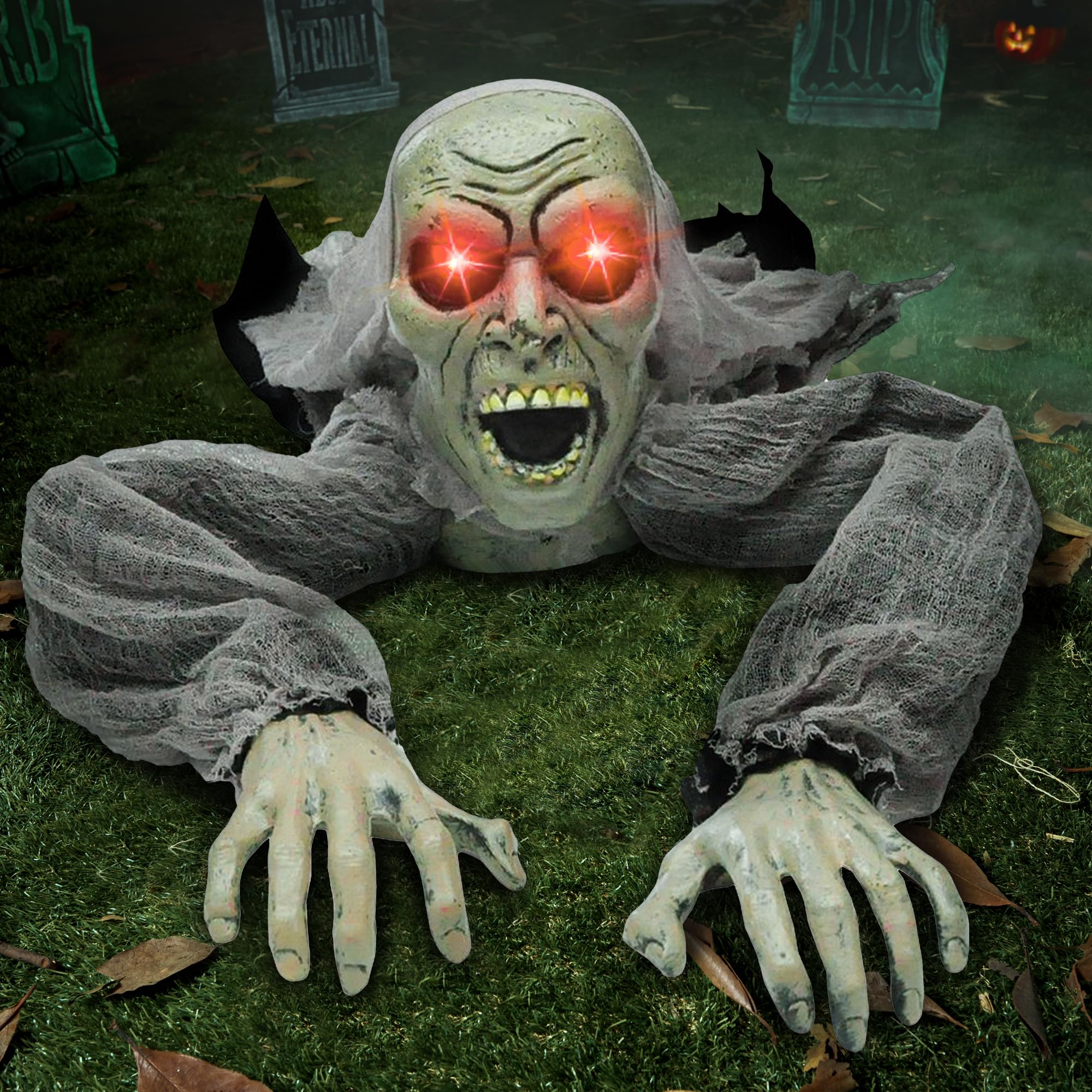 JOYIN zombi emergiendo del suelo frente realista y llamativo