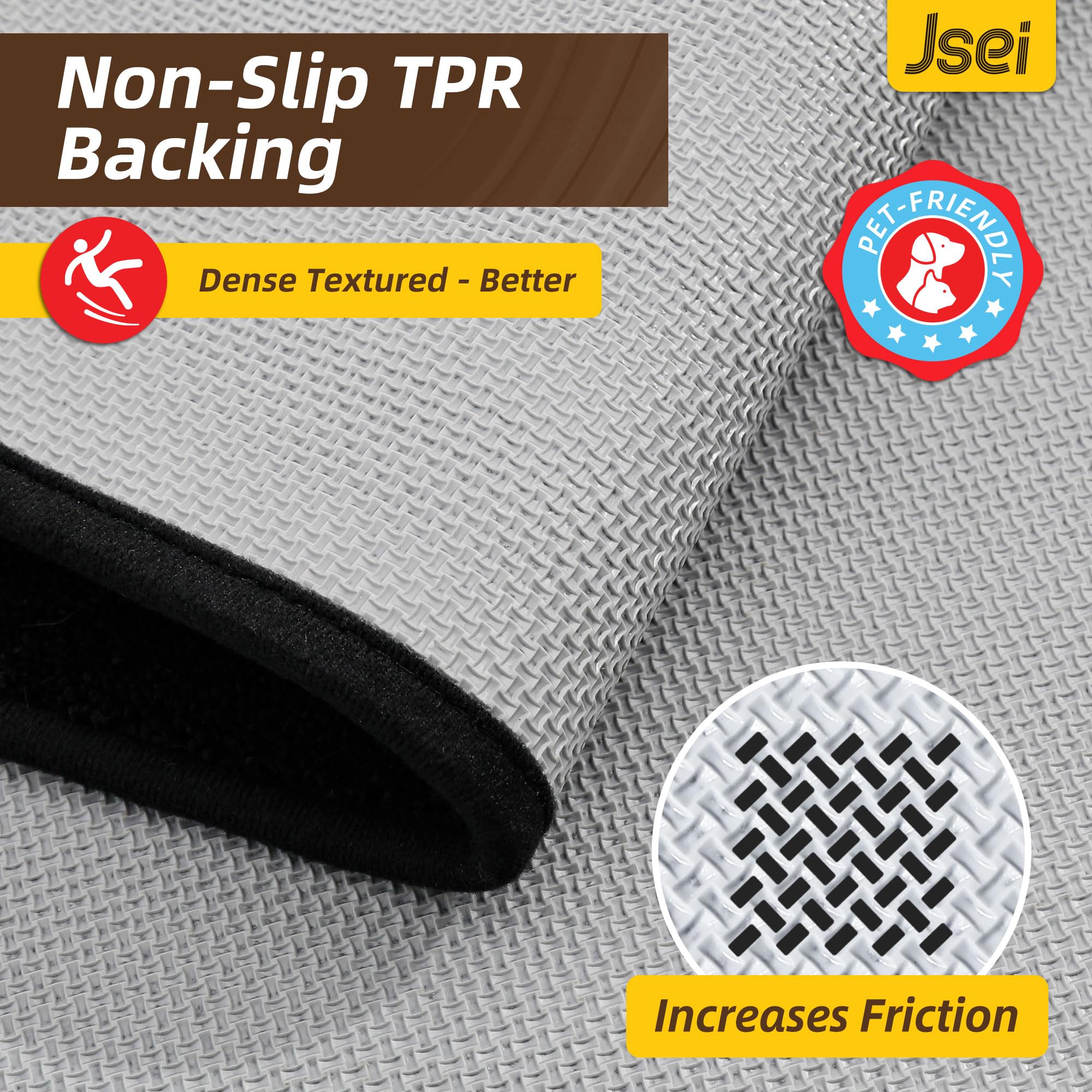 JSEI felpudo junto a puerta para comparar tamaño y perfil bajo