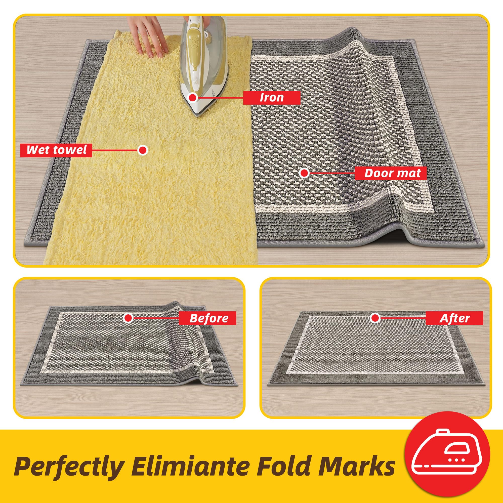 JSEI felpudo plegado en embalaje y desplegado listo para usar