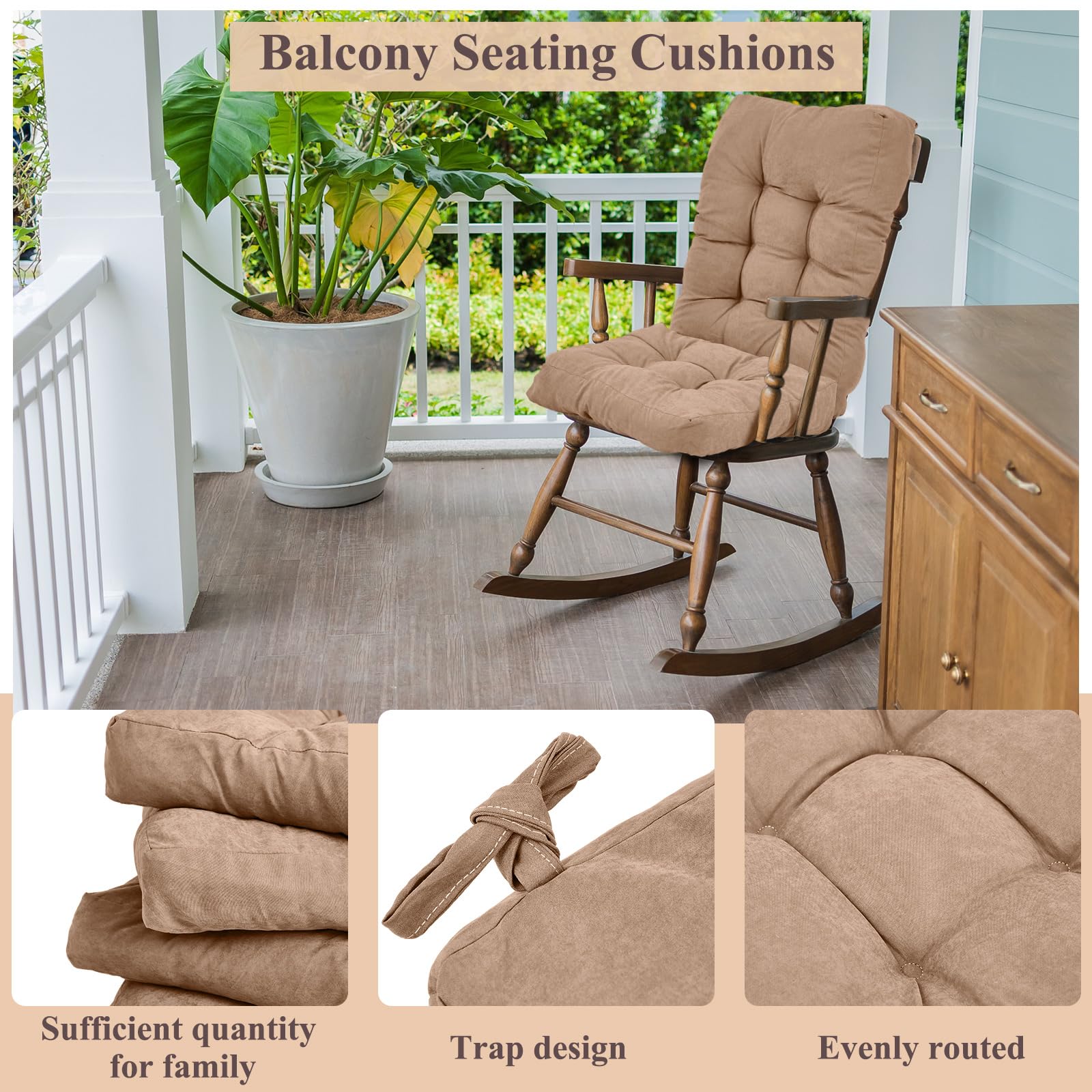 Juexica cojín de asiento en mecedora, apoyo ergonómico visible