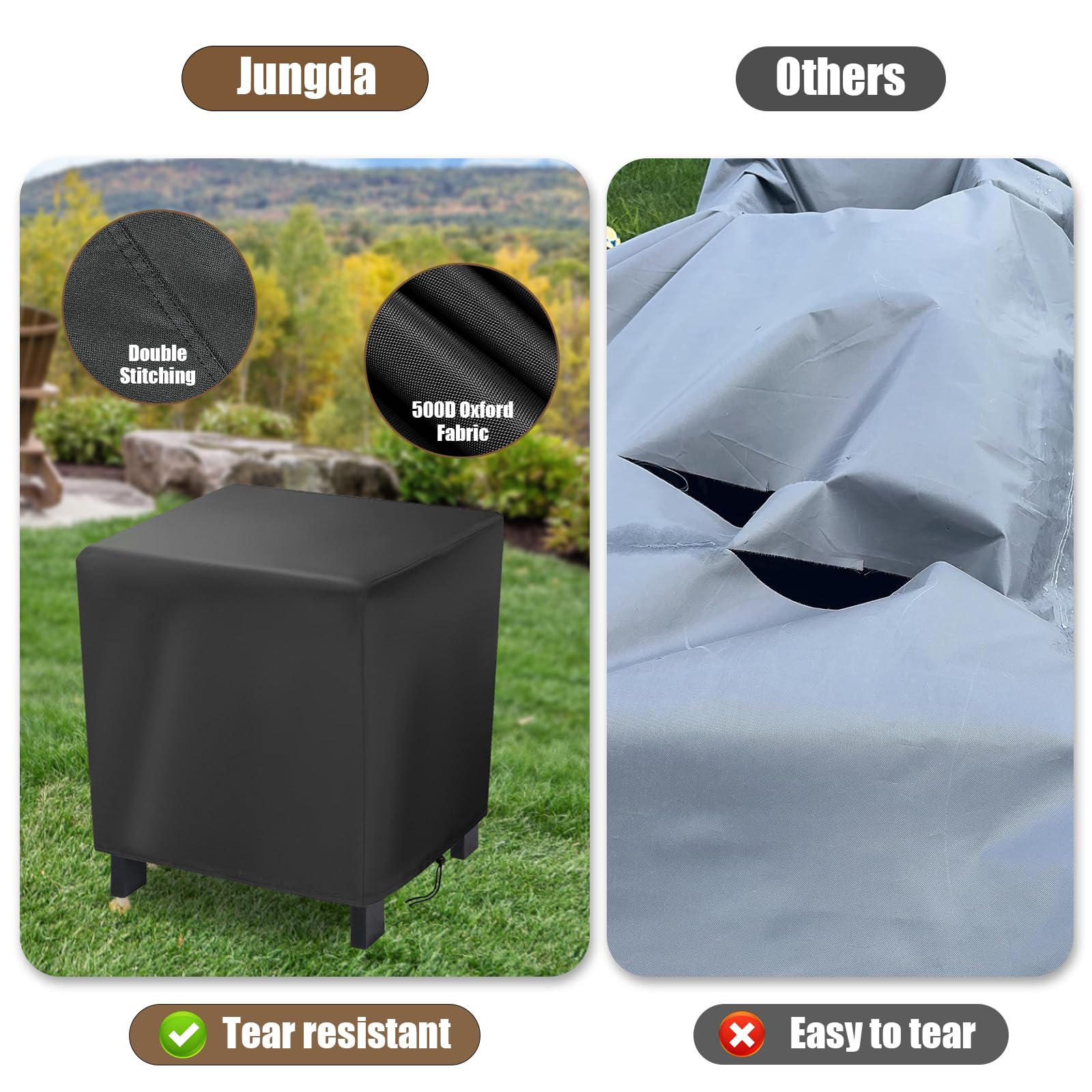 Jungda funda junto a regla mostrando tamaño y escala precisa