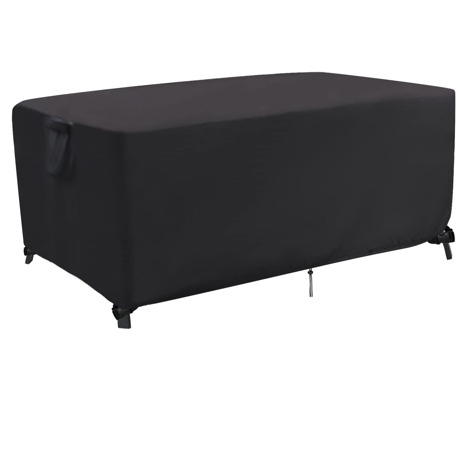 Jungda vista frontal de la funda sobre mesa rectangular protege contra lluvia
