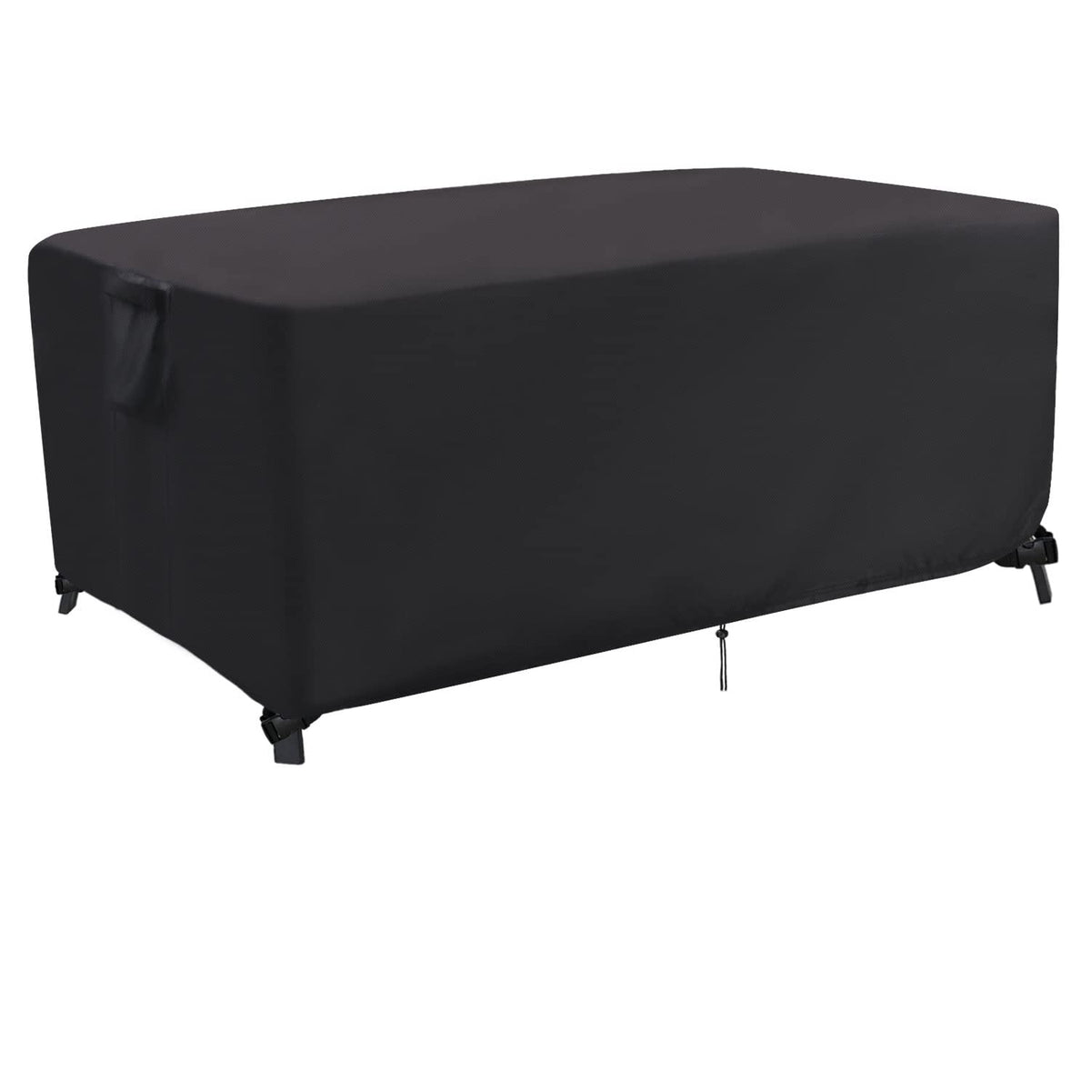 Jungda vista frontal de la funda sobre mesa rectangular protege contra lluvia