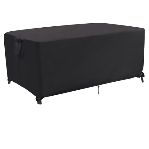 Jungda vista frontal de la funda sobre mesa rectangular protege contra lluvia