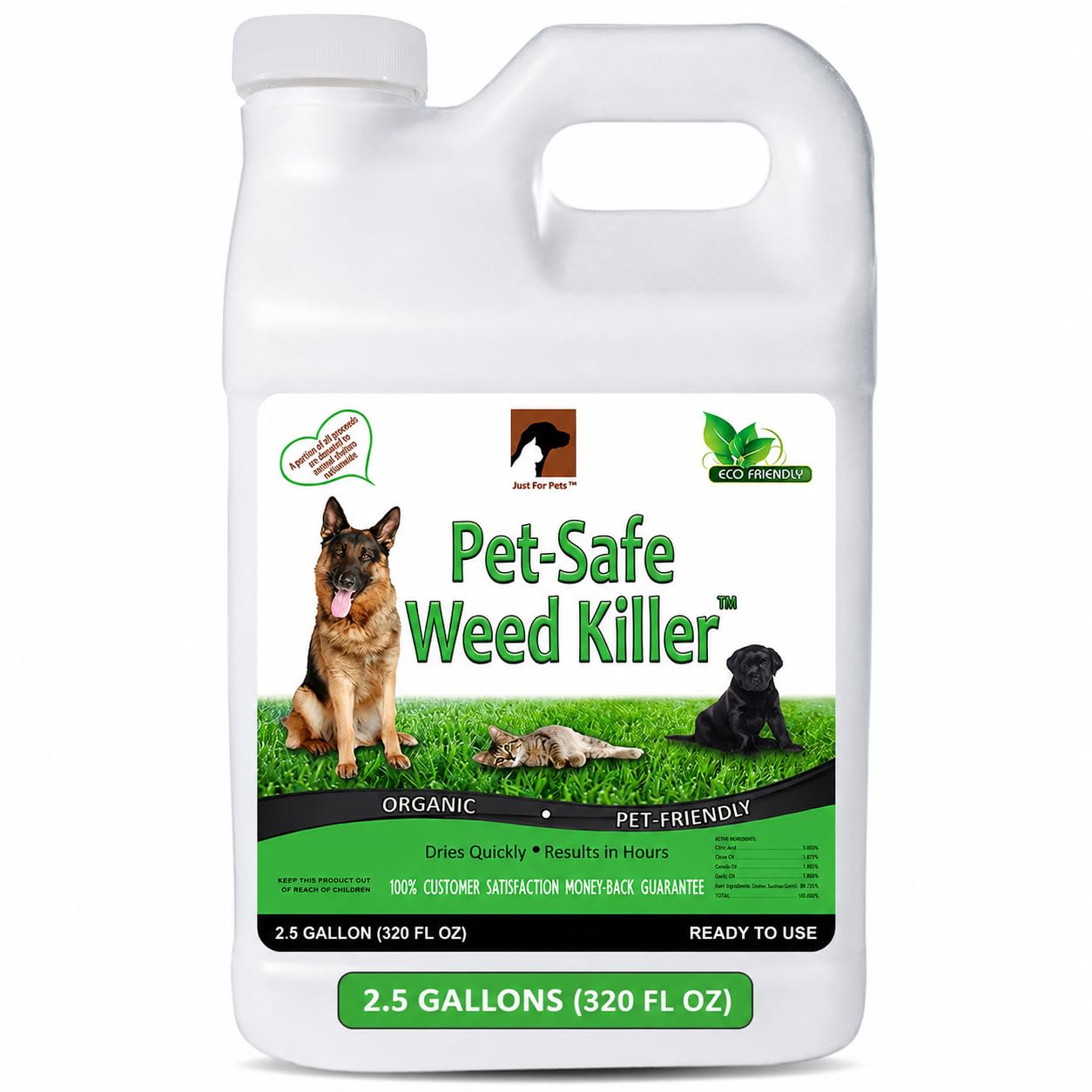 Just For Pets envase frontal mostrando volumen y beneficio práctico