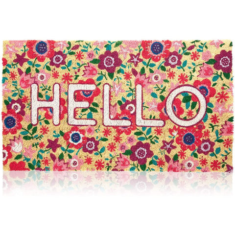 Juvale felpudo frontal con diseño floral y 'Hello' aportando bienvenida acogedora
