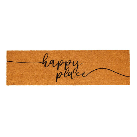 Juvale felpudo frontal Happy Place mostrando bienvenida y durabilidad