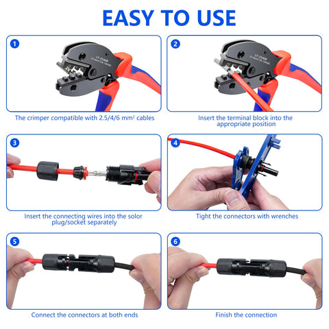 JUYLTOOL conjunto de conectores con cables PV listos para instalación