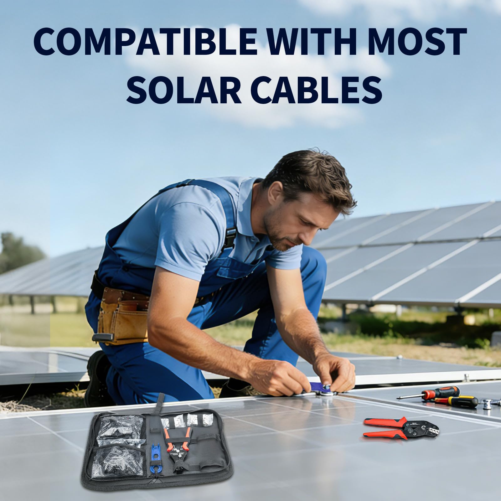 JUYLTOOL kit en instalación solar doméstica, montaje rápido y fiable de cables PV