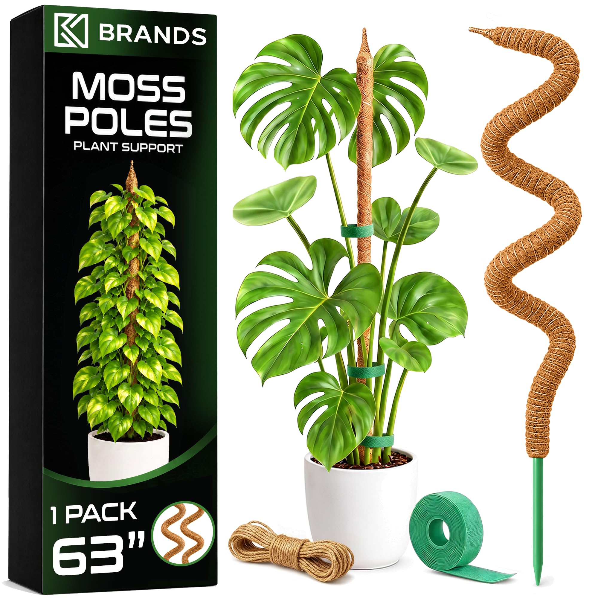 K-Brands poste de musgo frontal mostrando soporte robusto y fácil montaje