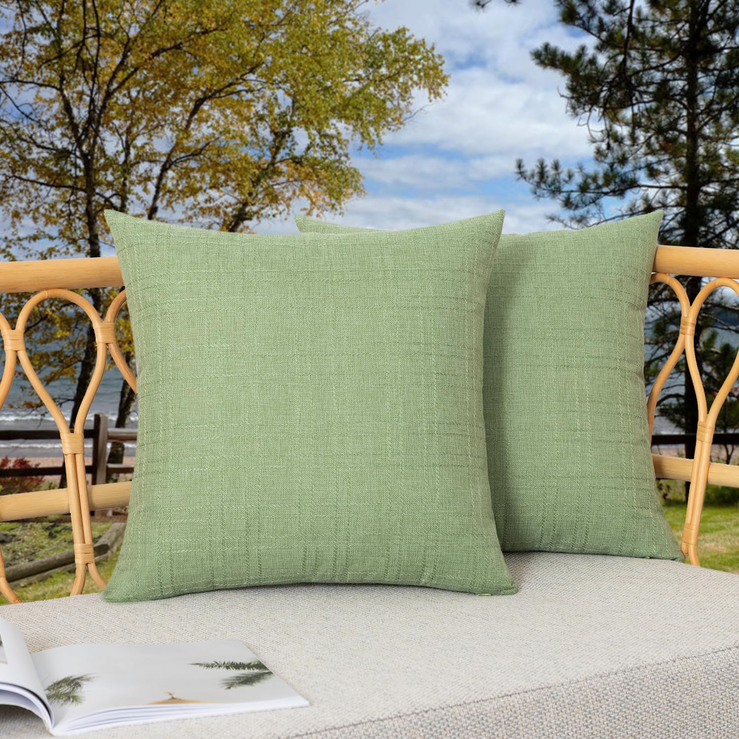 K KEVIN TEXTILE funda frontal verde salvia, acabado resistente y elegante