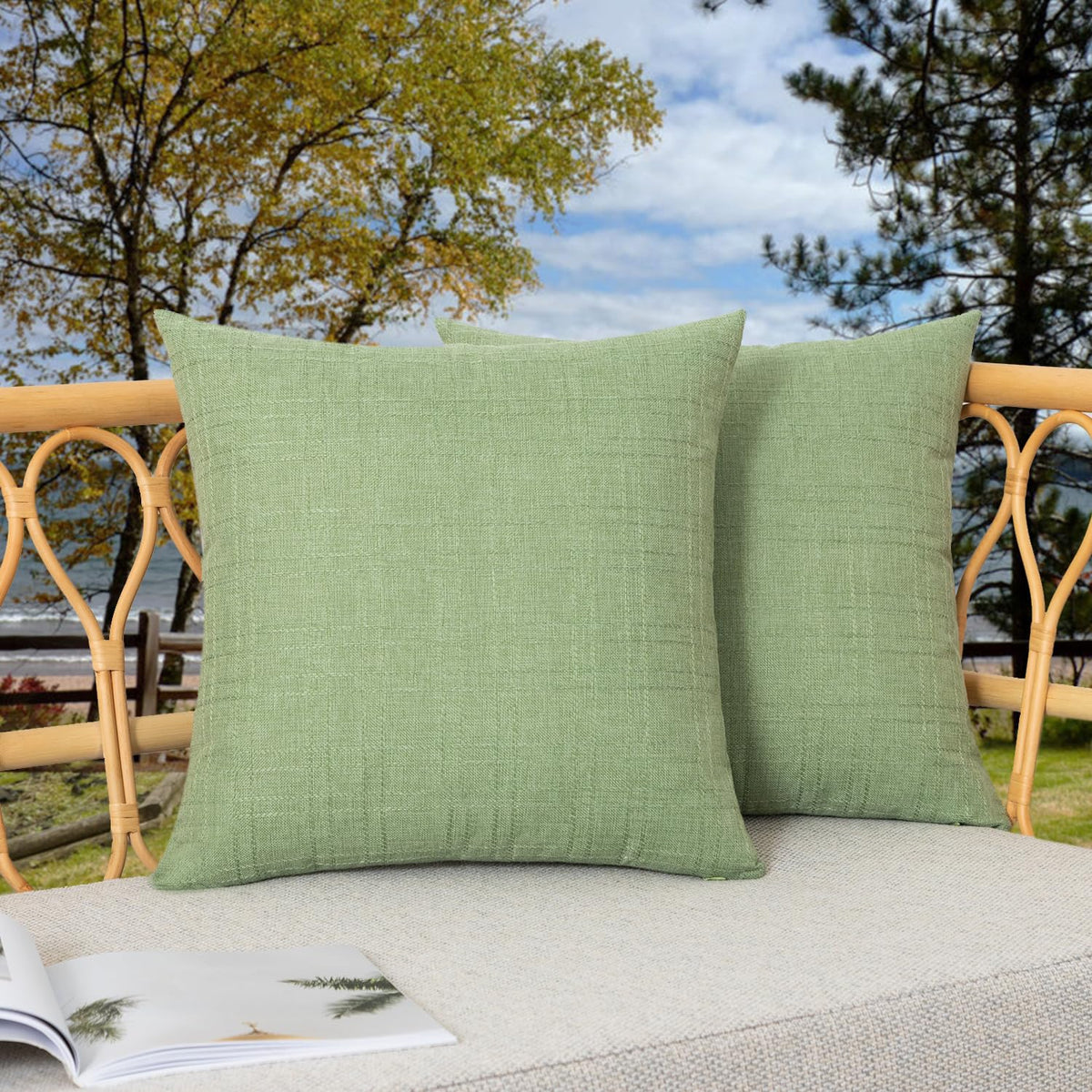 K KEVIN TEXTILE funda frontal verde salvia, acabado resistente y elegante