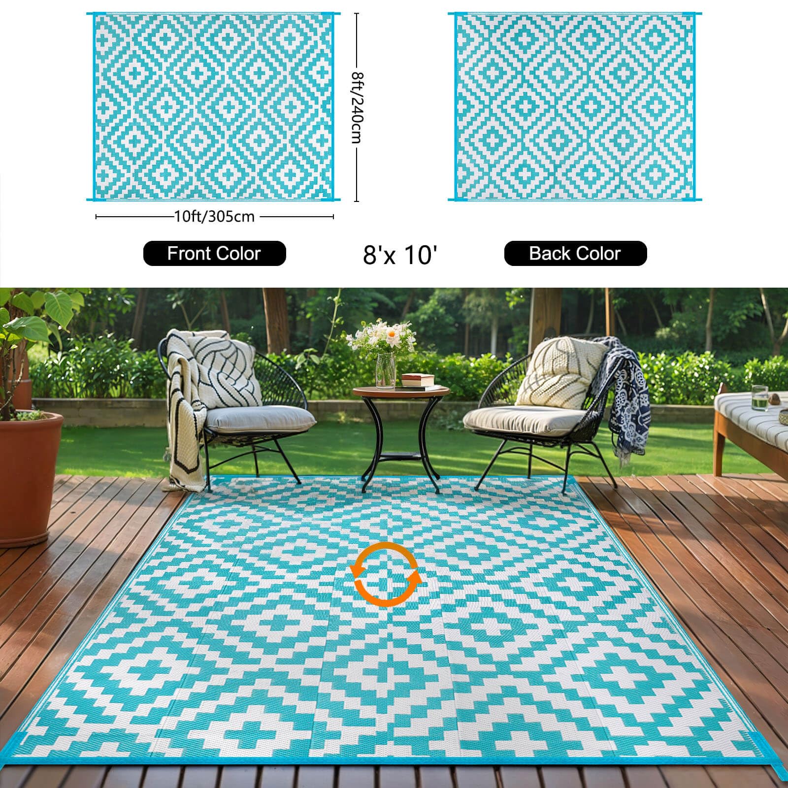 Kalafun alfombra en patio con muebles, mejora el espacio exterior