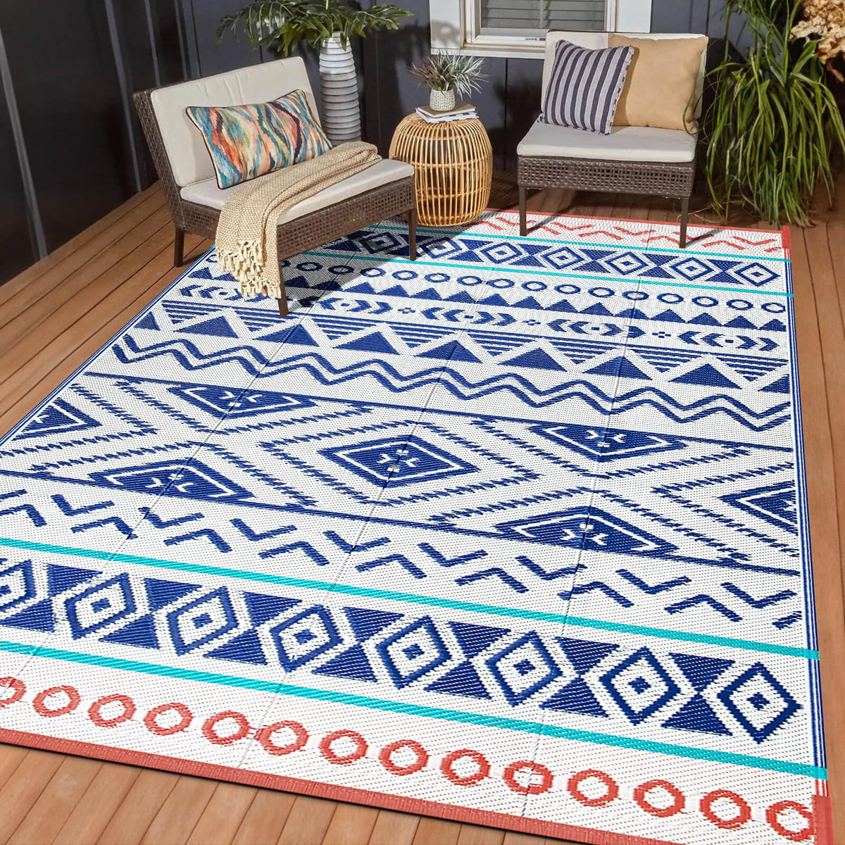 Kalafun alfombra exterior frontal mostrando diseño y tamaño práctico