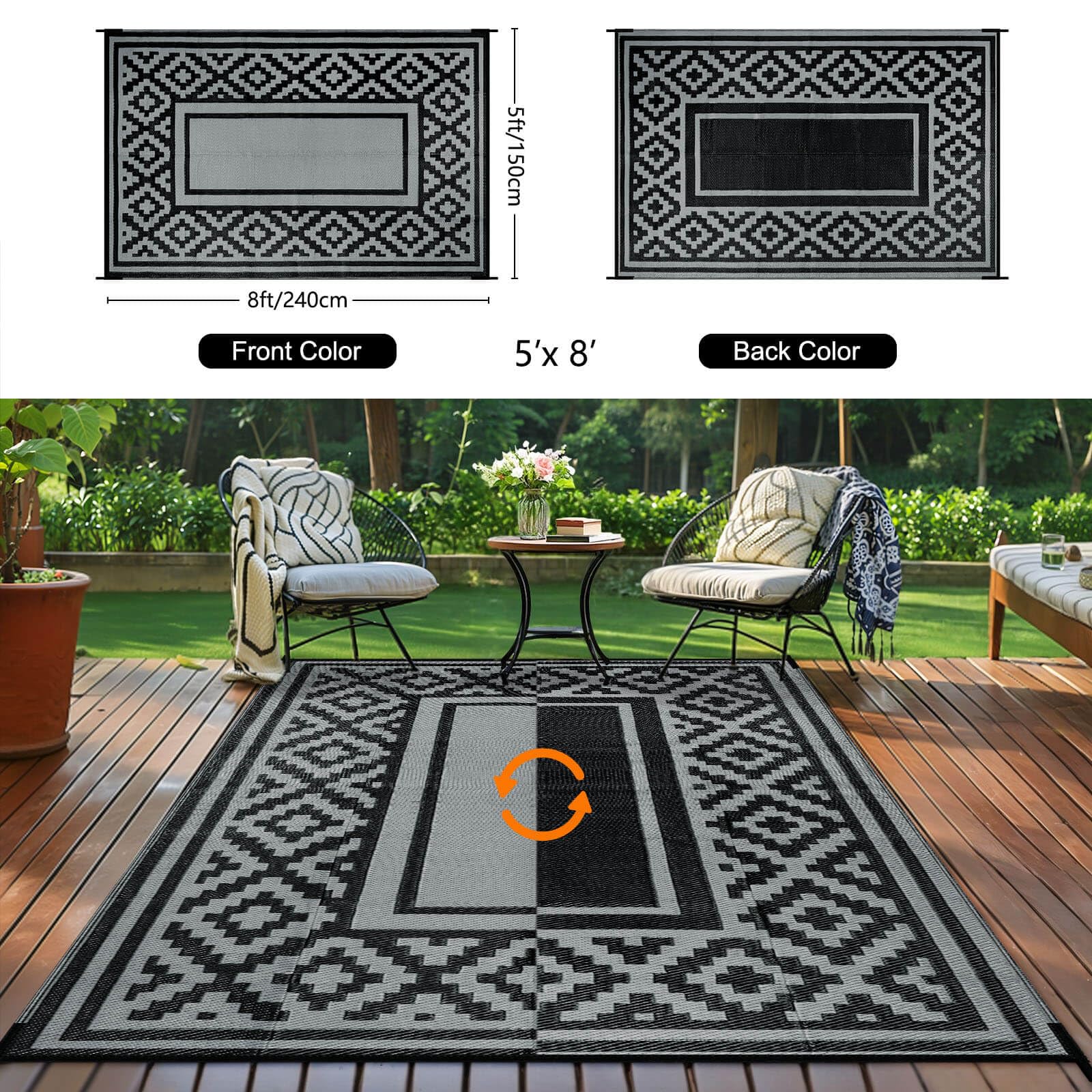 Kalafun alfombra plegada con asas para transporte fácil en viajes y camping