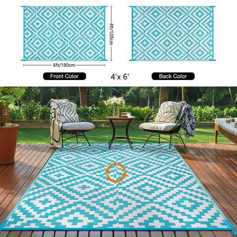 Kalafun alfombra volteada mostrando lado reversible para dos estilos